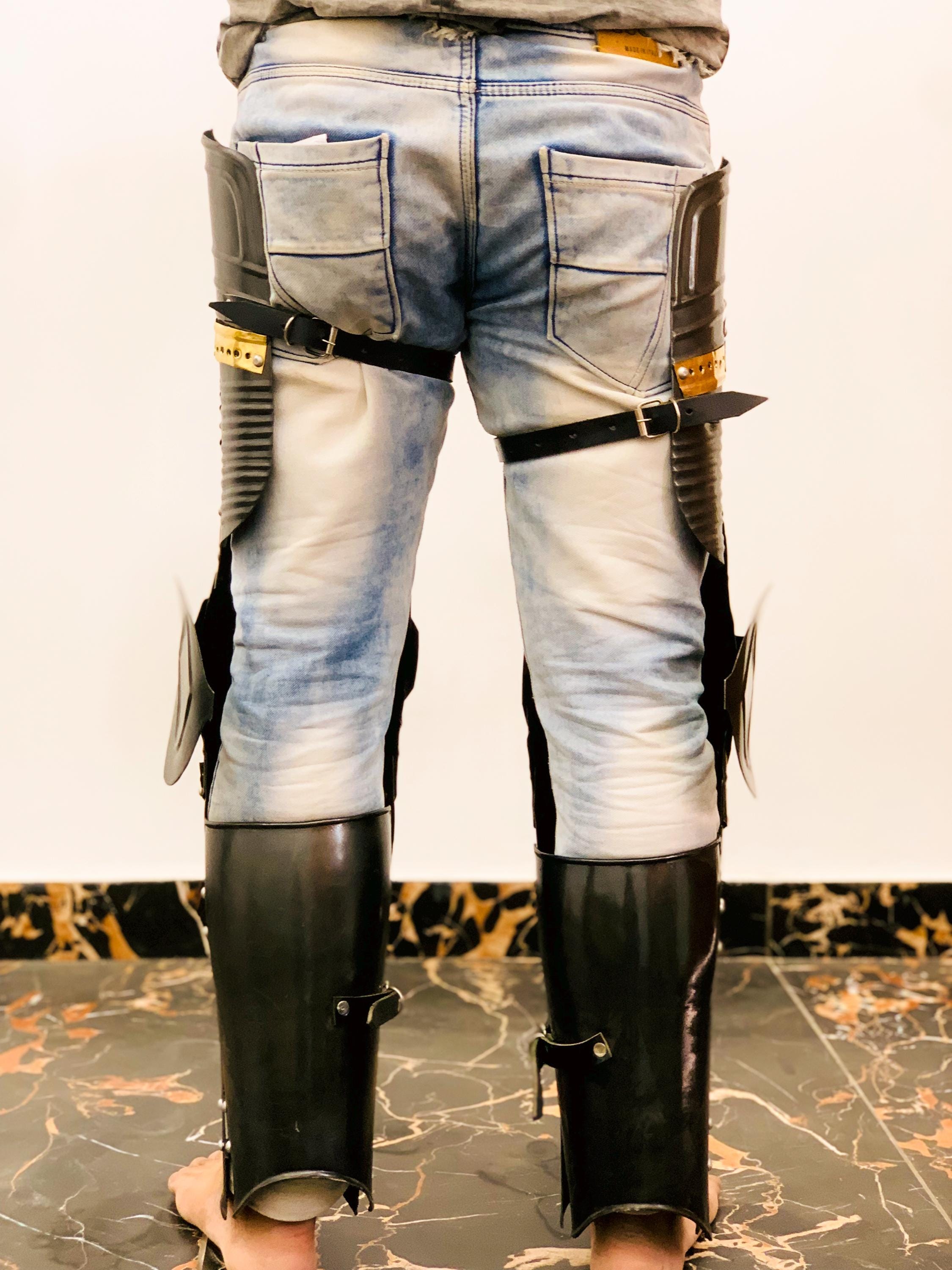 Medieval Knight Leg Armor Set L Gothic Style Leg Guards Black Steel ...