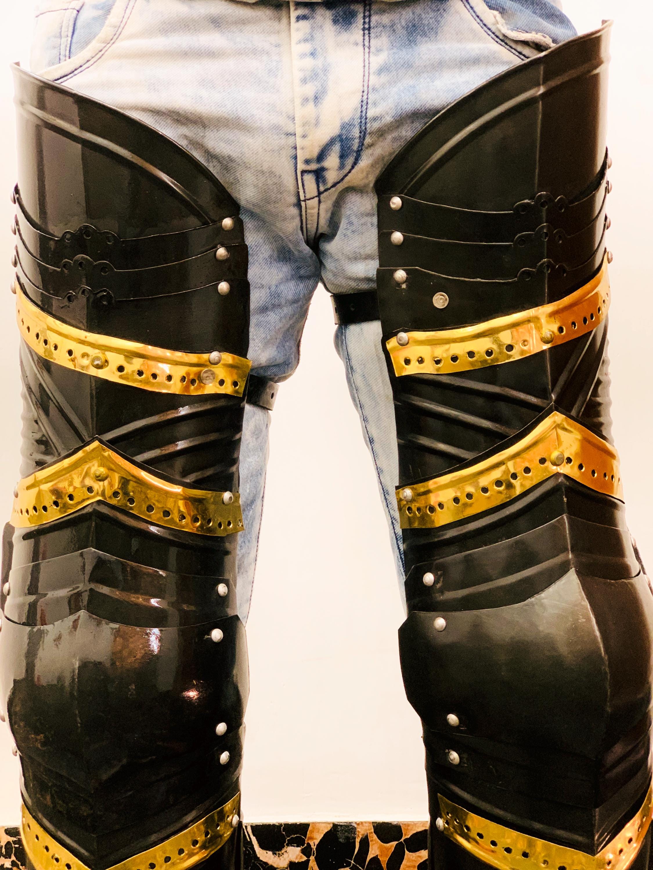 Medieval Knight Leg Armor Set L Gothic Style Leg Guards Black Steel ...