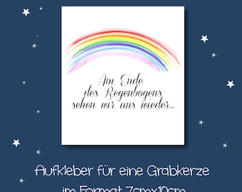 Aufkleber für eine Trauerkerze Sternenkind Regenbogen