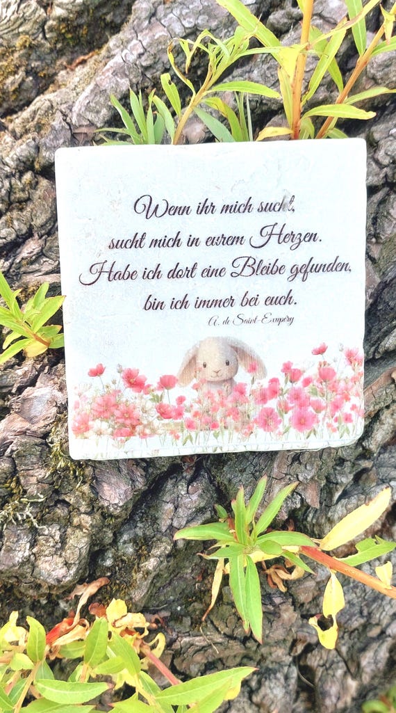 Kleiner Grabstein Grabschmuck Italienischer Marmor mit schöner Poesie