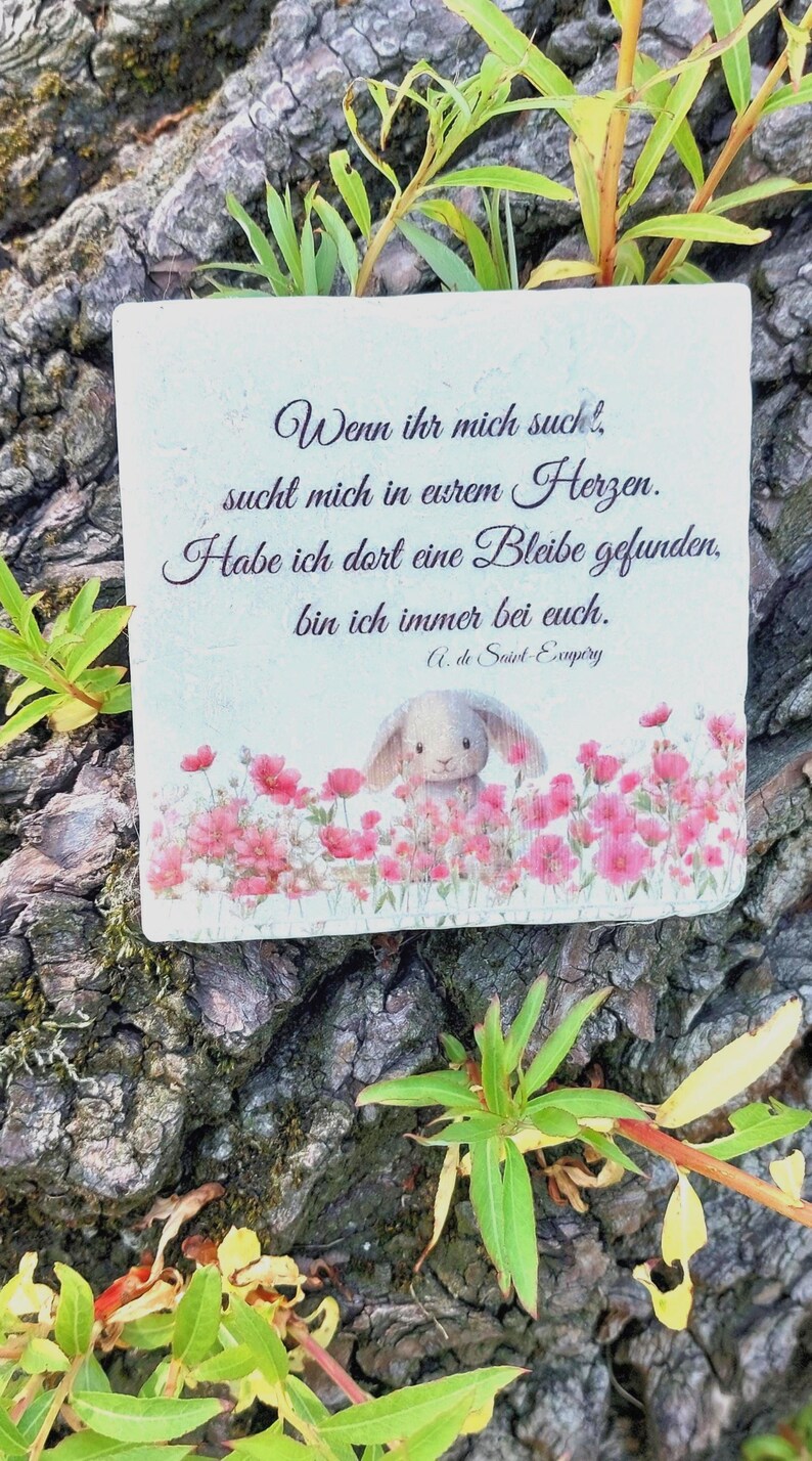 Kleiner Grabstein Grabschmuck Italienischer Marmor mit schöner Poesie image 2