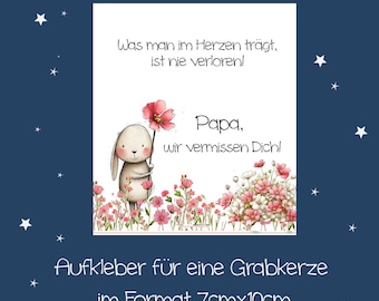 Aufkleber für eine Trauerkerze mit Personalisierung