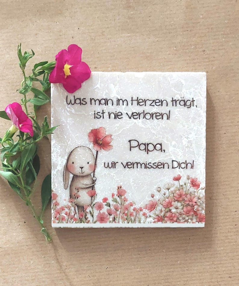 Kleiner Grabstein Grabschmuck Italienischer Marmor mit Poesie image 1