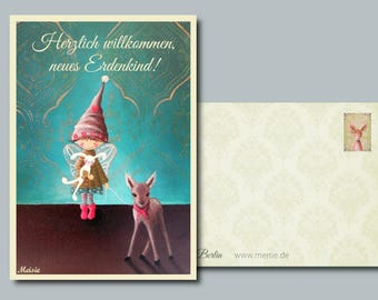 Karte zur Geburt - Willkommen Erdenkind!