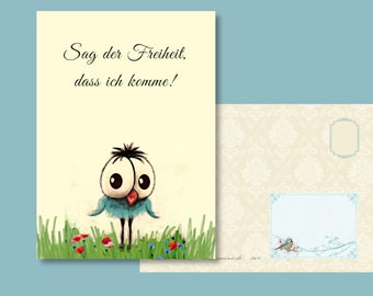FREIHEIT - Postkarte * Mut zur Freiheit * Meisie Berlin * Vogel