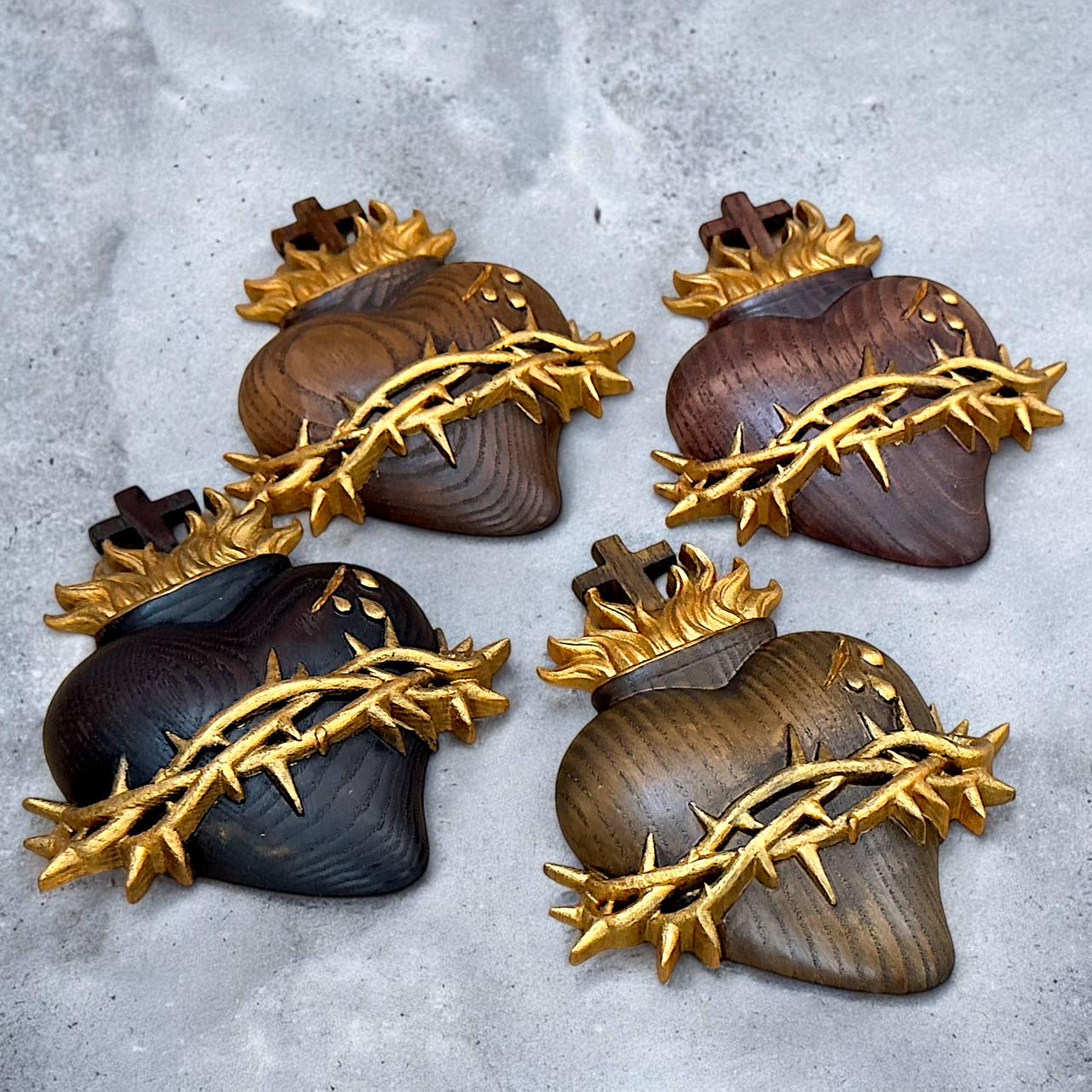 Wooden Three Sacred Hearts of the Holy Family 4 colors Wall Hanging Art