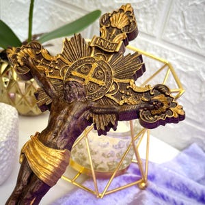 Wooden Carved Crucifix, Catholic Cross, religious decor