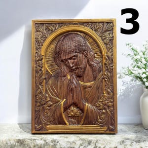 Plaque en bois Jésus-Christ priant