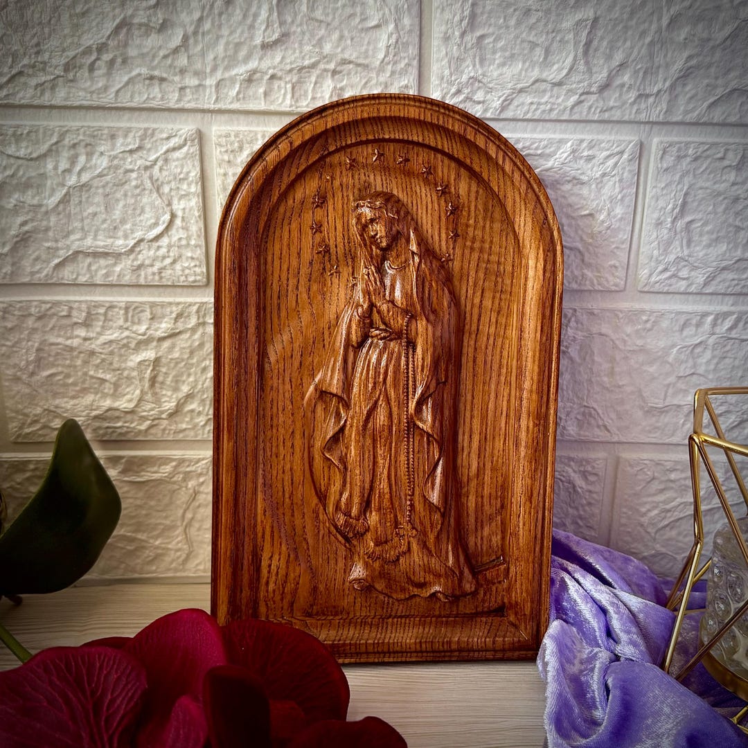 Holy Virgin Mary Wall Plaque Our Lady Wooden Carved Icon - Etsy