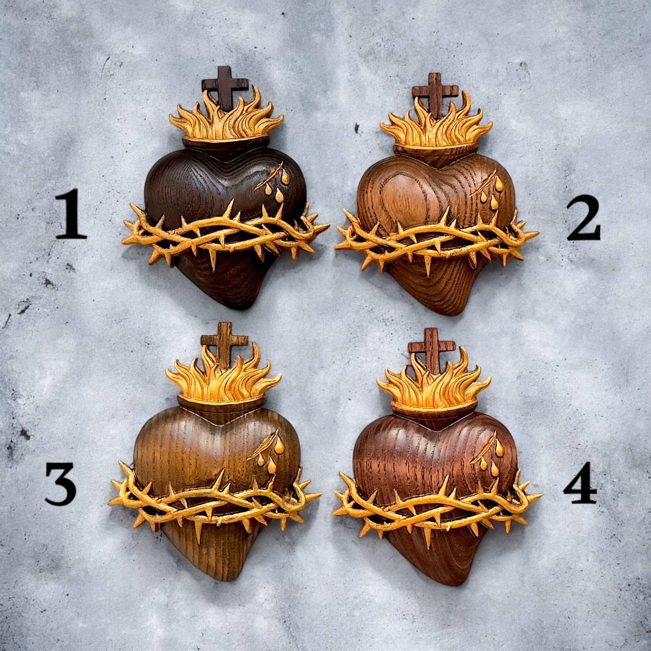 Wooden Three Sacred Hearts of the Holy Family 4 colors Wall Hanging Art