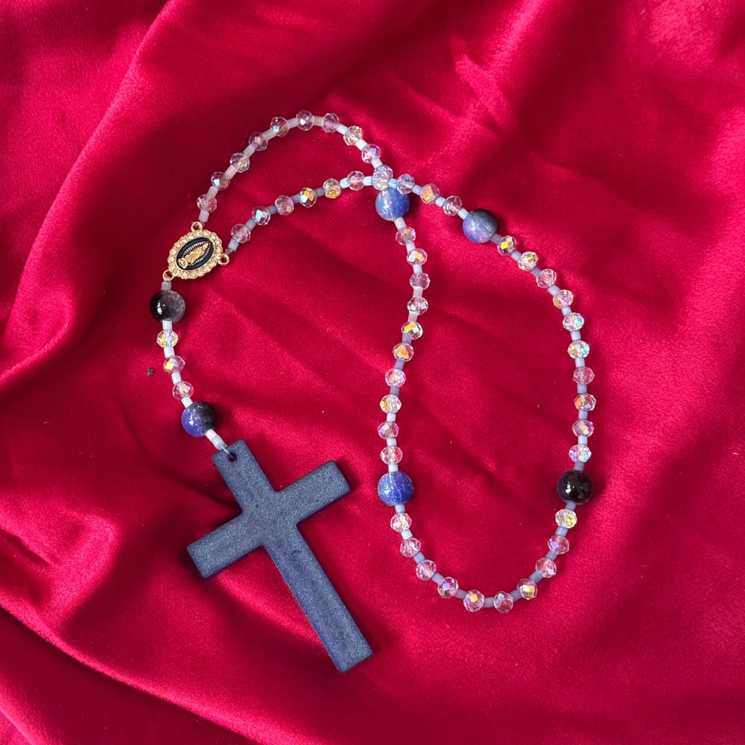 Handmade Rosary With Deep Blue Cross - Etsy