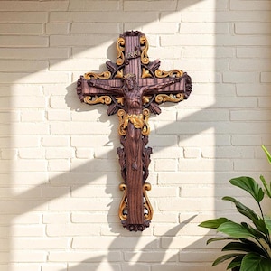 Carved wooden crucifix