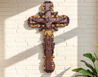 Carved wooden crucifix