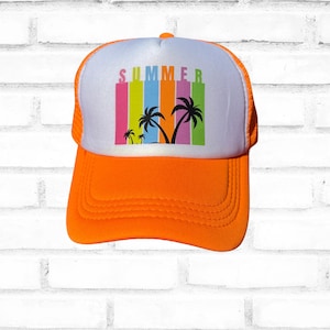 Neon Trucker Hat  | Trendy Trucker Hat | Beach Hat | Retro Vacation Hat | Bright Fun Trucker | Neon Party Hat | Lake Life Hat | Boating Hat