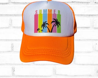 Neon Trucker Hat  | Trendy Trucker Hat | Beach Hat | Retro Vacation Hat | Bright Fun Trucker | Neon Party Hat | Lake Life Hat | Boating Hat