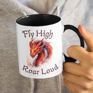 Dragon Accent Coffee Mug Unique Fantasy Dragon Tumbler Motivational Quote Mug Birthday Gift Christmas Gift Dragon Coffee Mug