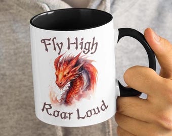 Dragon Coffee Mug: Fantasy Tumbler with Motivational Quote