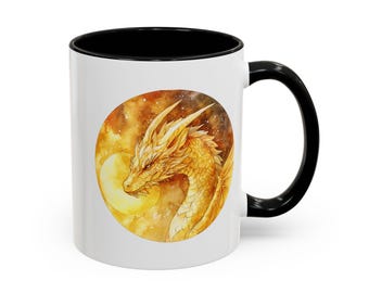 Majestic Dragon Coffee Mug, Ceramic Mug for Tea Lovers, Fantasy Gift for Dragon Lovers, Unique Home Decor, Birthday Gift, Tabletop Rpg Gift