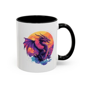 Colorful Dragon Coffee Mug, Fantasy Tea Cup, Unique Ceramic Mug, Gift for Dragon Lover, Colorful Kitchen Decor, 11oz or 15oz Mug