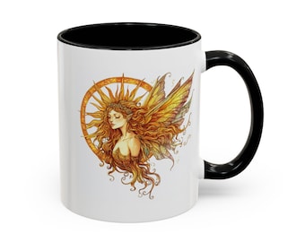 Celestial Solar Sunshine Fairy Mug,Ceramic Tea Cup,Unique Kitchen Decor,Gift for Nature Lover,Boho Hippy Drinkware, Magical Moon Stars