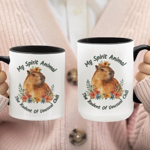 Capybara Spirit Animal Accent Coffee Mug Cute Funny Whimsical Animal Tumbler Birthday Gift Christmas Gift