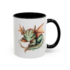 Whimsical Dragon Coffee Mug, Cute Coffee Cup, Fantasy Mug, Magical Gift, Dragon Lover&#39;s Perfect Tea Mug, Funny Coffee Hoarder Dragon Mug