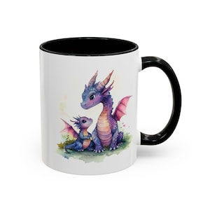 Whimsical Dragon Family Coffee Mug, Perfect for Tea Lovers, Gift for Mom, Fantasy Decor, Unique Birthday Present, Mother&#39;s Day Gift
