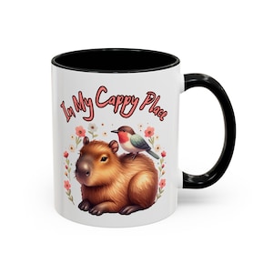 Cute Funny Capybara Accent Coffee Mug Happy Place Whimsical Tumbler Birthday Gift Christmas Gift Cute Animal Coffee Mug