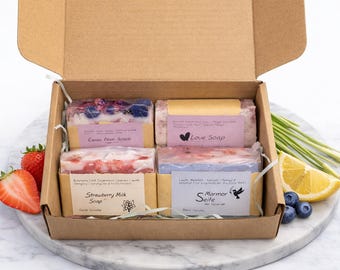Handgemachtes Seifen Set 4er dekorative Naturseife  Kollektion Geschenkset