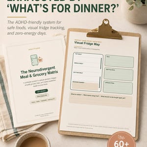 ADHD Meal Planner PDF | Neurodivergent Grocery Planner, Visual Fridge Map, Safe Foods & Emergency Meals