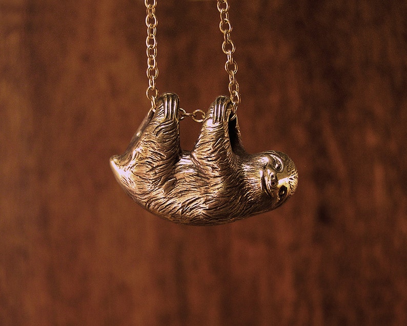 Happy Little Sloth Necklace three toe sloth dangles freely Etsy