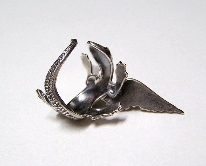 Dragon Ring in Sterling Silver .925, dragon body wrap around finger image 5