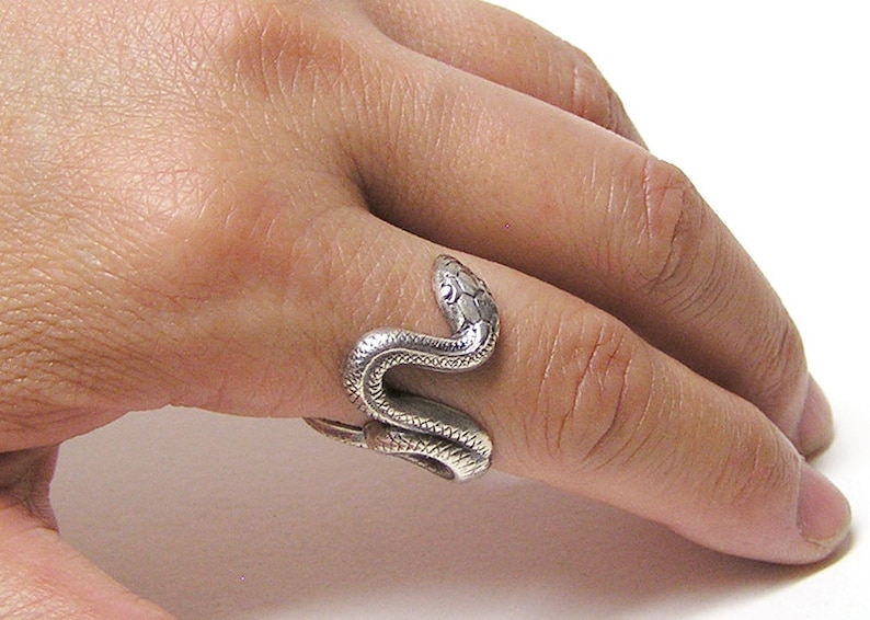 Silver SNAKE RING, coils wrap around finger .925 image 1
