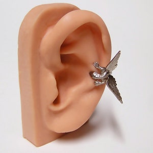 Silver Dragon Ear Cuff, dragon body wrap around ear (sw) .925