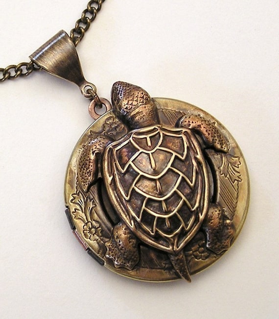 Turtle locket pendant deals