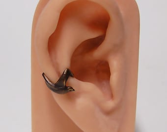 Raven Ear Cuff, bird wings wrap around ear (br)