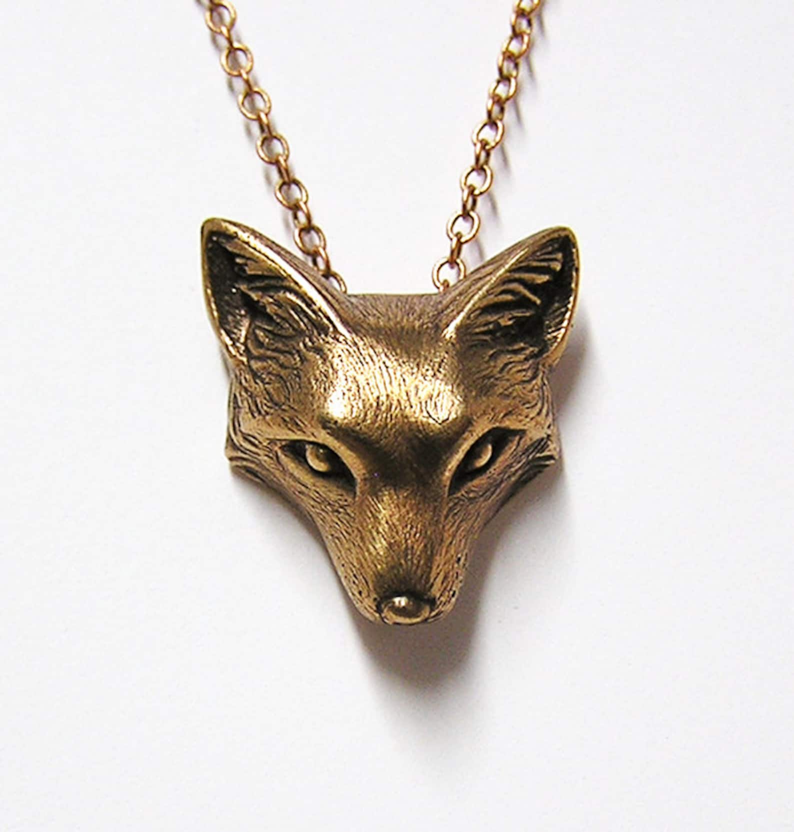 Fox Necklace Pendant Fox Charm Woodland Fox on 20 Inch Etsy