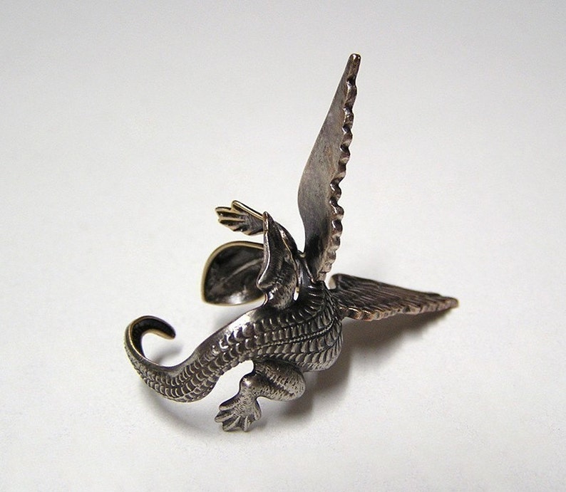Dragon Ring in Sterling Silver .925, dragon body wrap around finger image 4