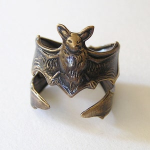 Gothic FLYING FOX Bat RINGs, Leathery wing wraps around finger br image 2