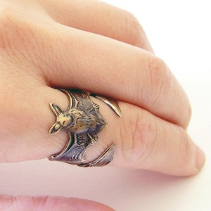 Gothic FLYING FOX Bat RINGs, Leathery wing wraps around finger br image 4