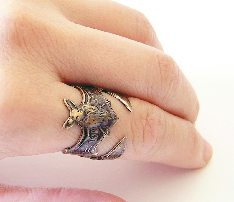 Gothic FLYING FOX Bat RINGs, Leathery wing wraps around finger br image 4