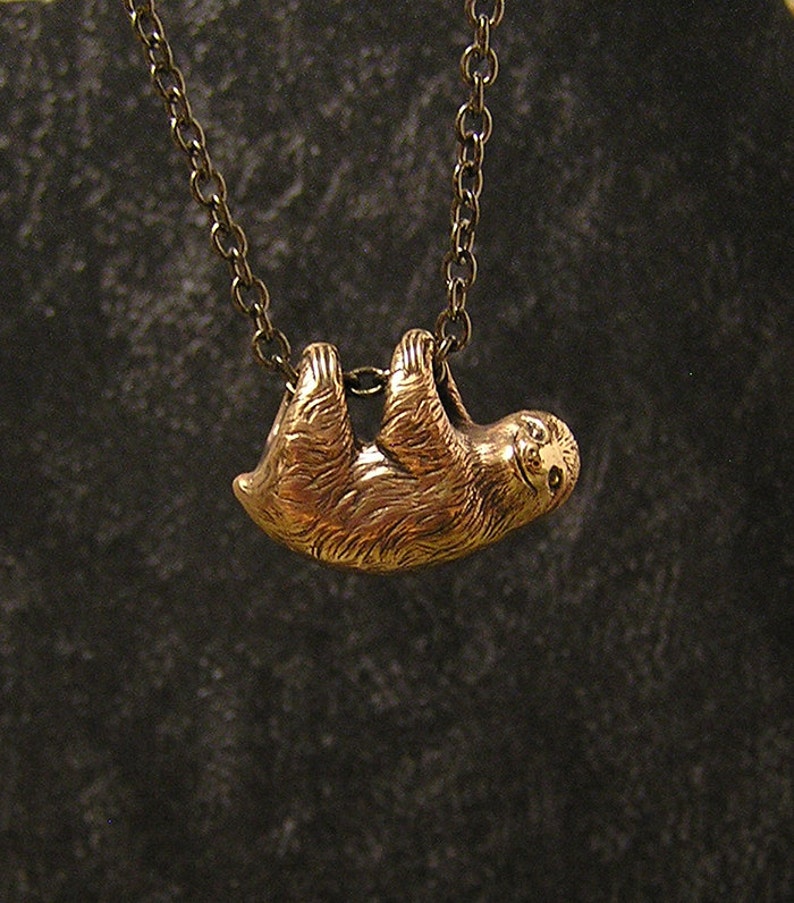 Happy Little Sloth Necklace three toe sloth dangles freely Etsy