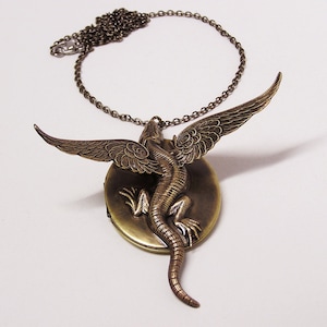 Dragon Locket with 22 inch Chain Necklace Pendant image 1