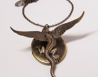 Dragon Locket with 22 inch Chain Necklace Pendant