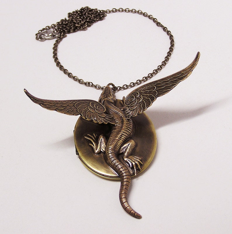 Dragon Locket with 22 inch Chain Necklace Pendant image 1