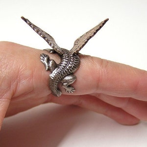 Dragon Ring in Sterling Silver .925, dragon body wrap around finger image 3