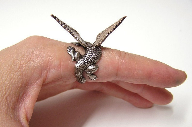 Dragon Ring in Sterling Silver .925, dragon body wrap around finger image 3