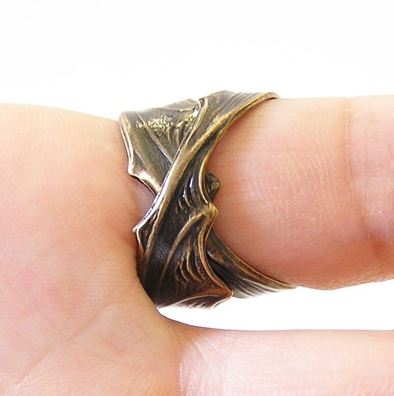 Gothic FLYING FOX Bat RINGs, Leathery wing wraps around finger br image 5