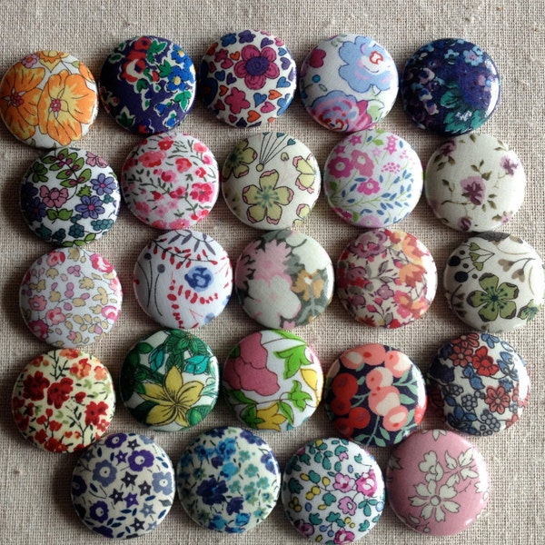 Laminated Liberty of London Tana Lawn Buttons, Assorted Fabrics, Size 36 - AUSTRALIA