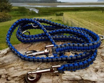 Hands-Free Paracord Dog Leash: 6-Way Adjustable, Choose Colors, Length and Hardware, Handmade